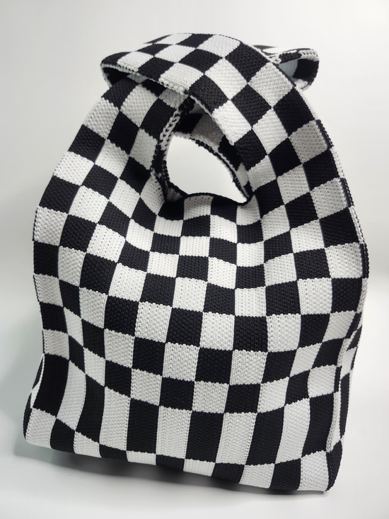 Handbags - Tote Bag Black & White Checker Knit